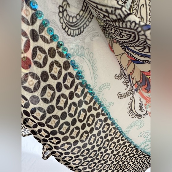 Soft Surroundings Colorful Paisley Open Front Cardigan (755) - Picture 7 of 13